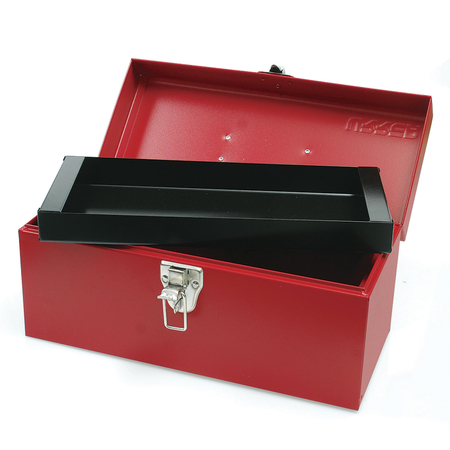 Urrea Tool Box, Steel, Red, 14 in W x 6-1/2 in D x 7 in H D2